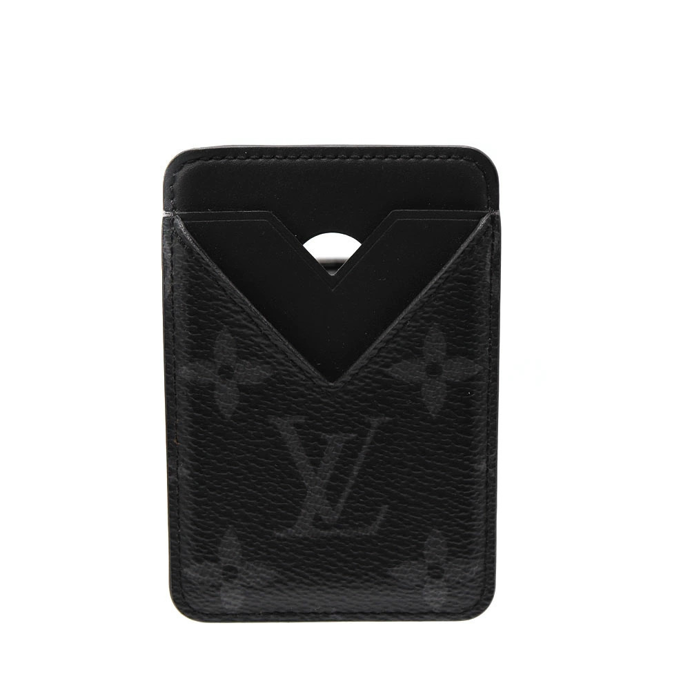Louis Vuitton Portecarte Magnetic Card Case Wallet Leather Gray